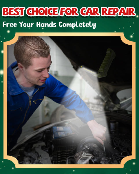 Coquimbo Work Light Christmas Stocking Fillers Gifts for Men Him, LED Torch Rechargeable Inspection Lamp Mechanic Emergency BBQ Light 360° Rotate with Magnetic Base and Hook (2 Pack, Black)