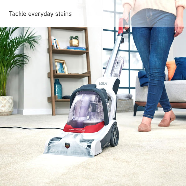 Vax Compact Power Plus Carpet Cleaner | Quick, Compact and Light | Includes additional solutions - CDCW-CPXP, 1.8L, 840W, White/Red