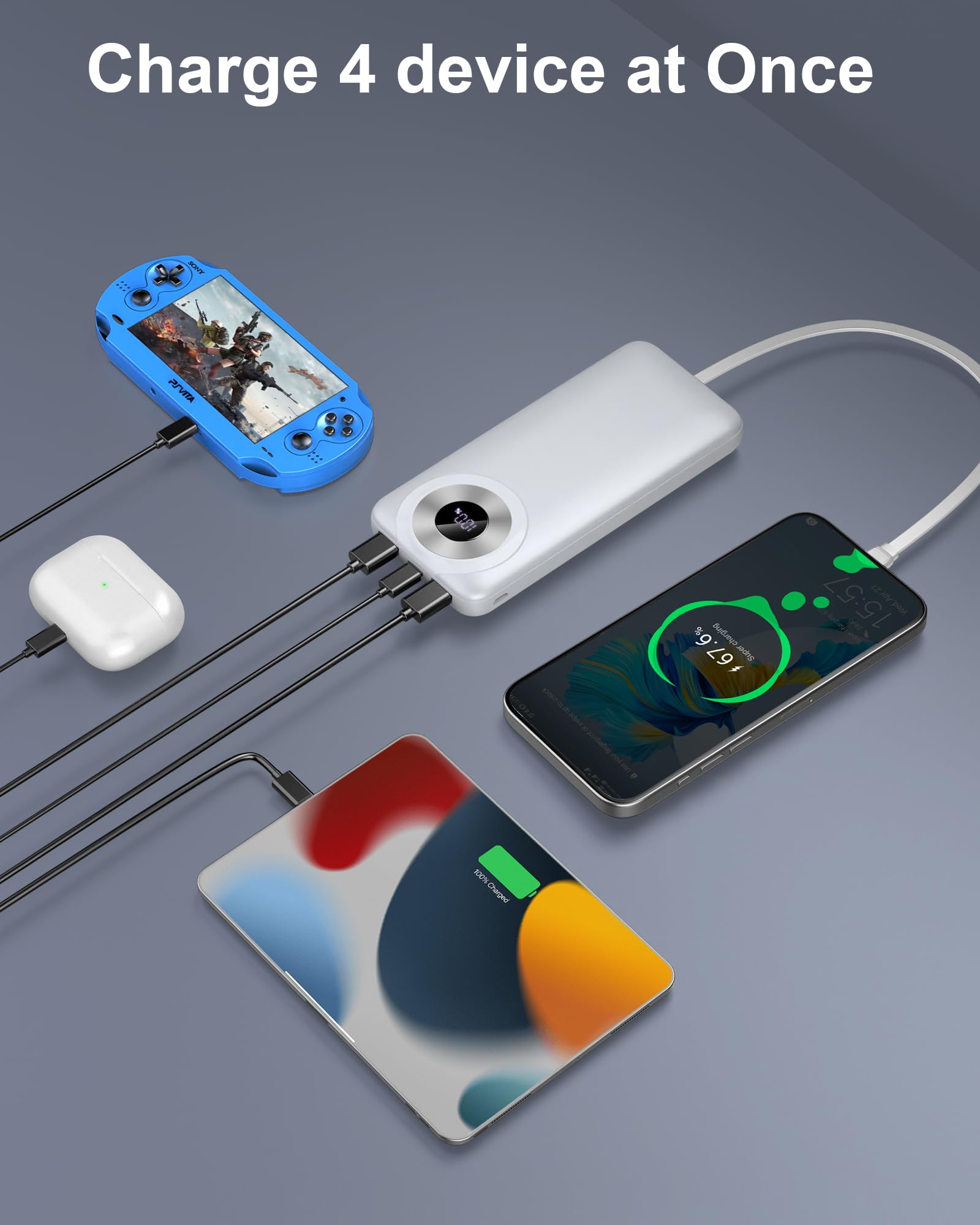 Power Bank High-Speed Charging 10000mAh, Portable Charger Dual Current Mode Phone Battery Pack with USB C Input & Output, PowerBank Triple 3A for iPhone iPad Samsung Xiaomi Android Long Life Recharge