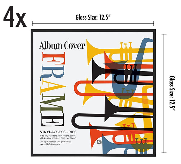 Americanflat 32x32 cm Vinyl Frame with Polished Plexi Cover - Set of 4 - Aluminium Vinyl Record Frame for Wall Display - Album Cover Display with