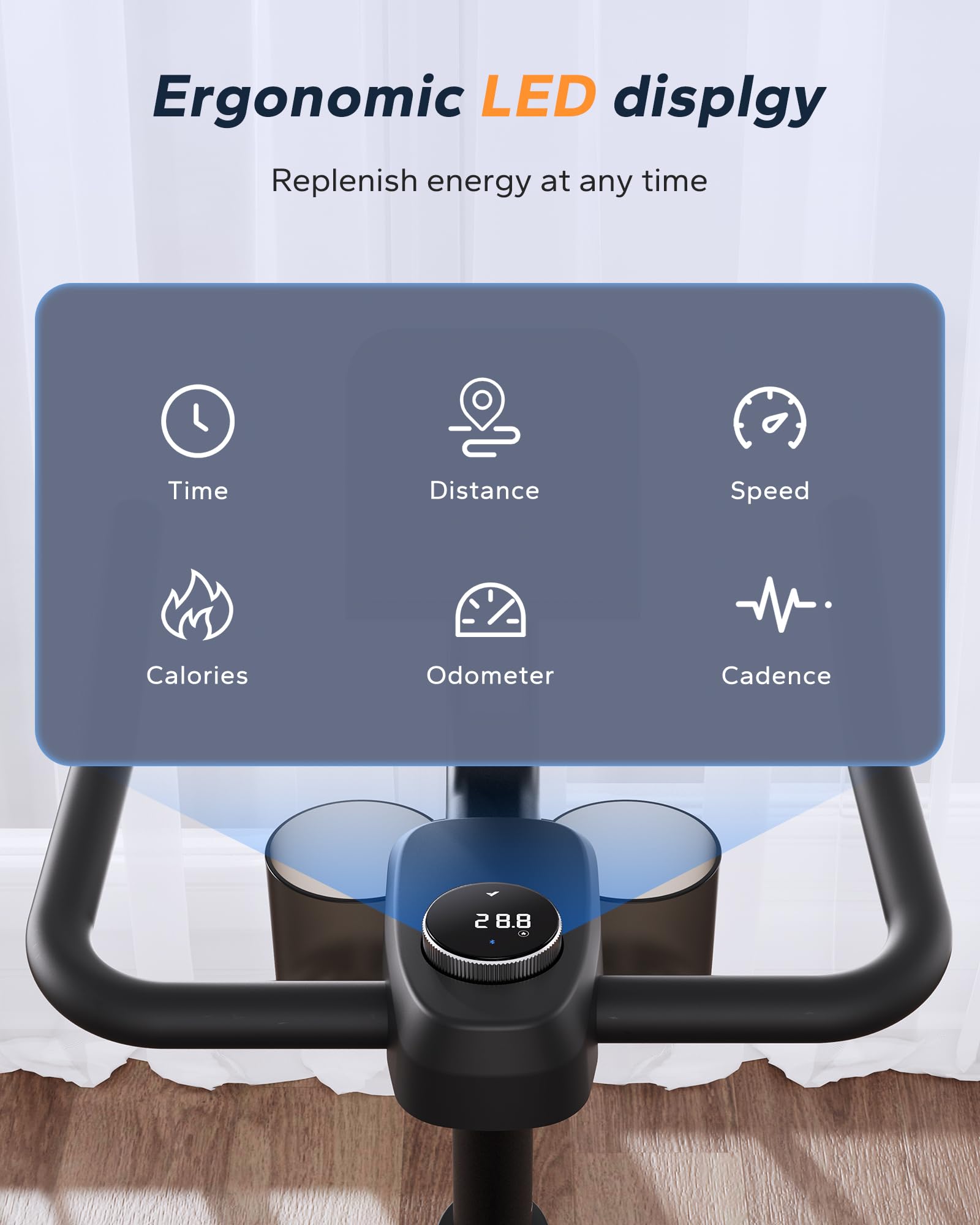 MERACH Exercise Bike with LED Display, Stationary Bike with Exclusive App for Customized Exercise Plans, Quiet Indoor Cycling Bike Exercise Equipment for Home Gym Use, 300lbs Weight Capacity