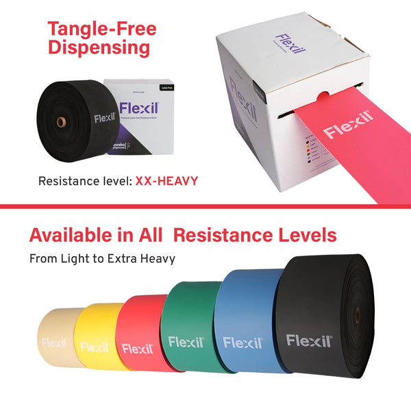 Flexil Resistance Band | 45.5M | Latex-Free | Black | XX-Heavy Strength | Home Gym Equipment | Strength Training and Physical Therapy - Tension Level