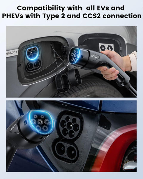 EV Charger Cable Type 2 to 3 Pin Plug 20Ft/6.1M Electric Car Charger 3kW, [6/8/10/13A] Type 2 Charging Cable 3 Pin EV Charger IP65 Advanced Protection Suitable for EVs & PHEVs