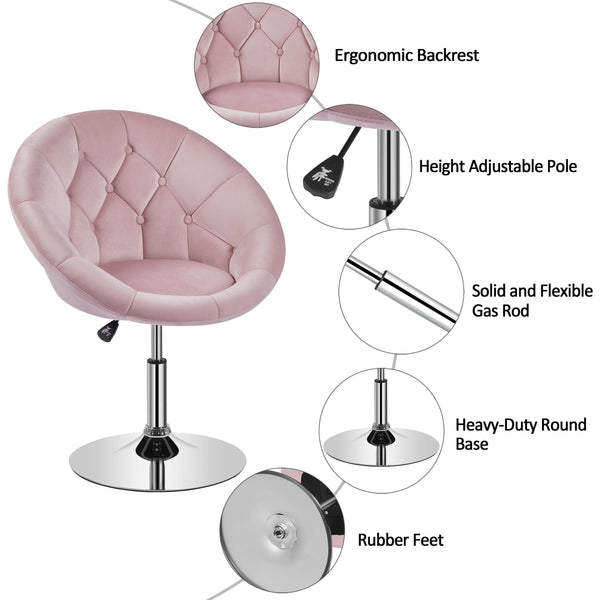 Yaheetech Swivel Vanity Chair Dressing Table Chair Comfy Vanity Stool for Bedroom Salon Make up Room, White