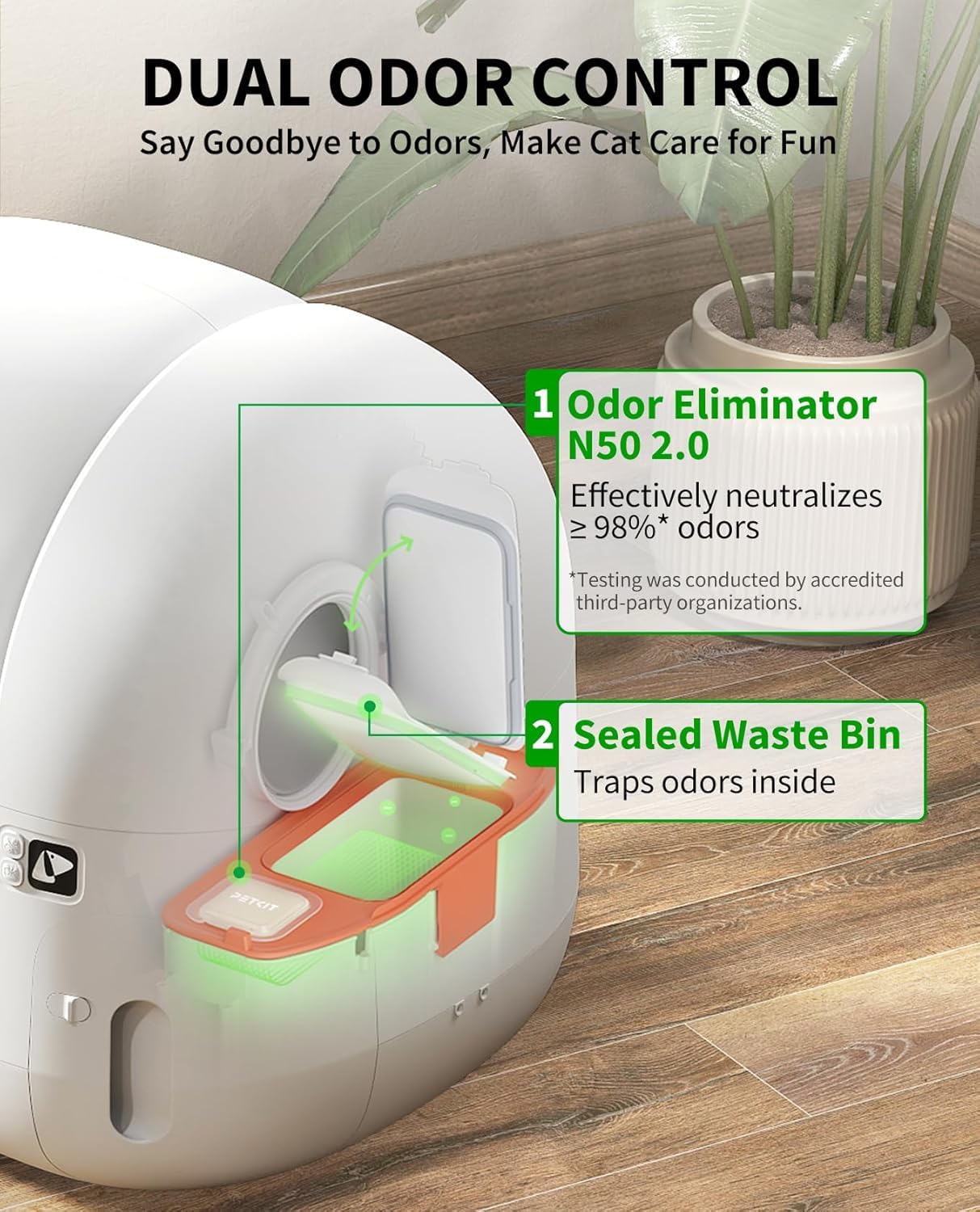 PETKIT PURA MAX 2 Self Cleaning Cat Litter Tray, App Control, 76L Extra Large Automatic Cat Litter Tray for Multi-cats, Odour Control with N50, xSecure Robot Litter Box, Includes Trash Liner