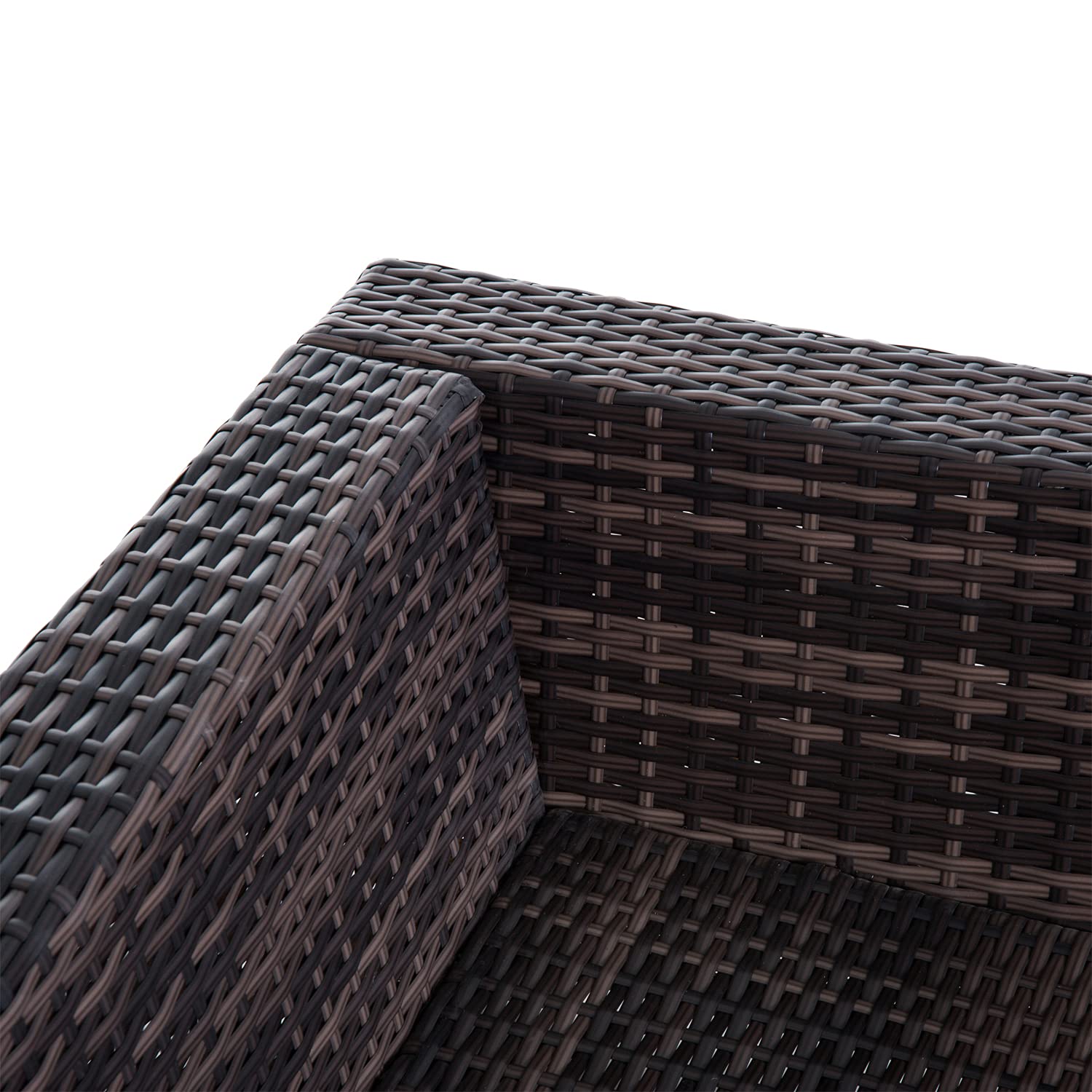 Outsunny 6 Pieces Rattan Garden Furniture Set, 5 Seater Garden Sofa Set with Thickened Cushions, Glass Top Coffee Table and Ottomans, Outdoor Sectional Conservatory Furniture with Pillows, Grey