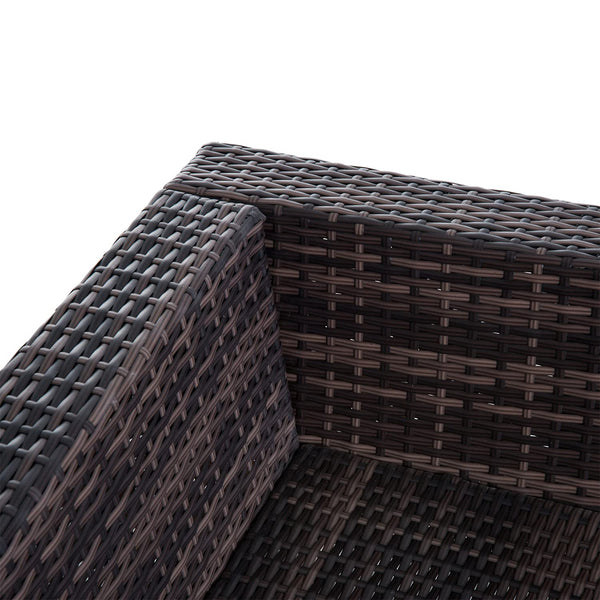 Outsunny 6 Pieces Rattan Garden Furniture Set, 5 Seater Garden Sofa Set with Thickened Cushions, Glass Top Coffee Table and Ottomans, Outdoor Sectional Conservatory Furniture with Pillows, Grey