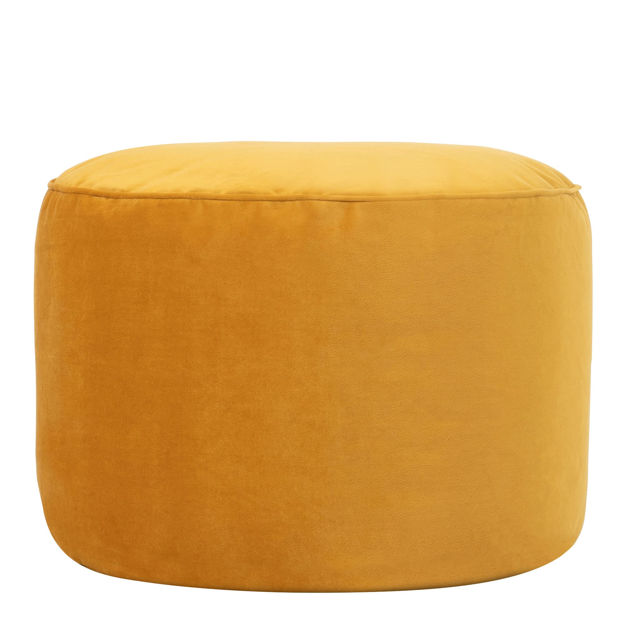 icon Milano Velvet Bean Bag Pouffe, Ochre Yellow, Large Pouffe Footstool with Filling Included, Footrest, Bedroom, Living Room, Living Room Furniture