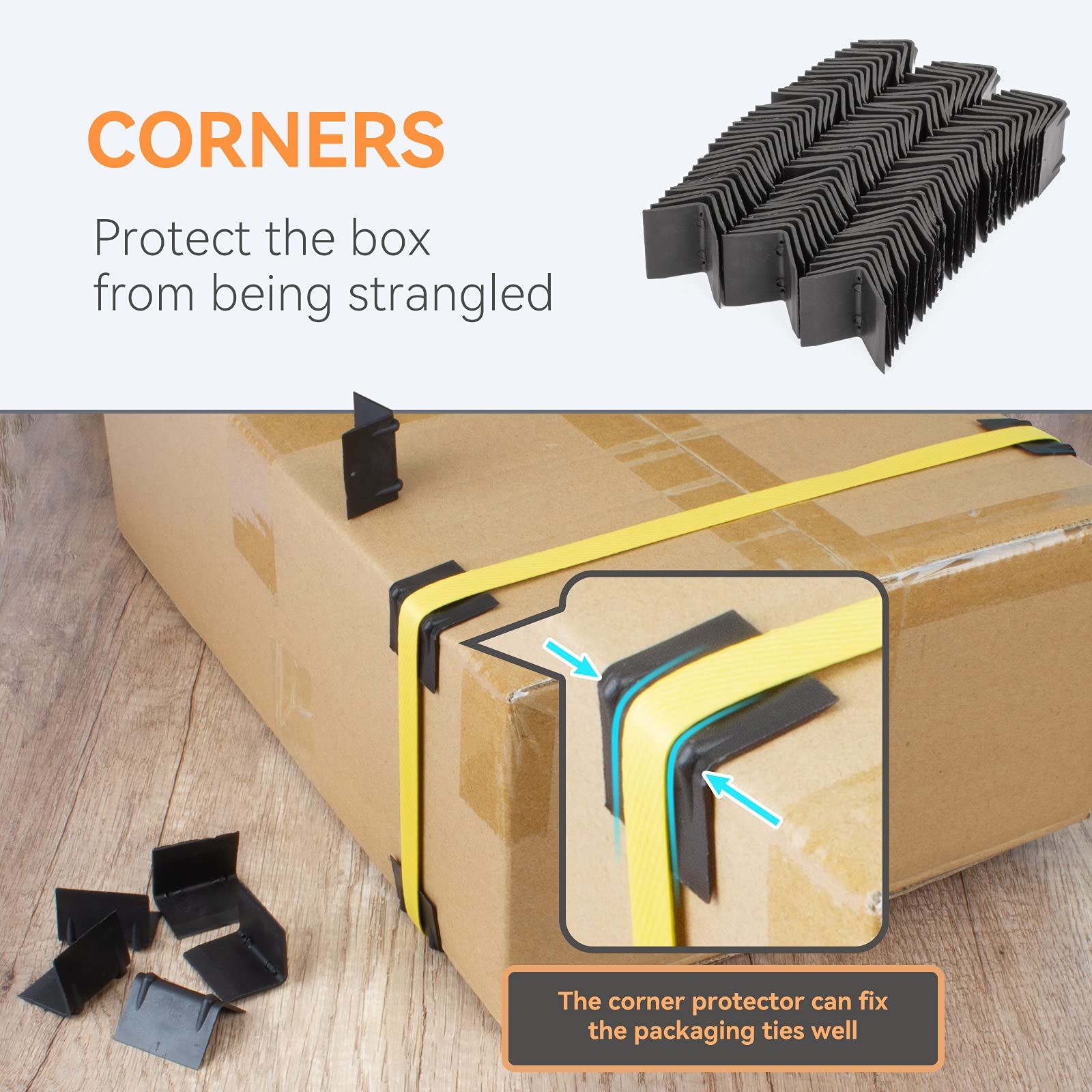 Complete Hand Pallet Packaging Strapping Kit with Tools, 200m PP Band, Metal Seals, and Edge Protectors for Secure Packing