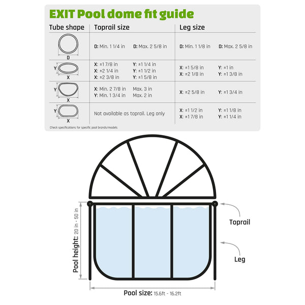 Pool Dome 10 ft - For Intex/Bestway Pools - Keeps Water Warm and Clean - Protects Against Wind and Debris - Excellent Customer Service - Universal Swimming Dome