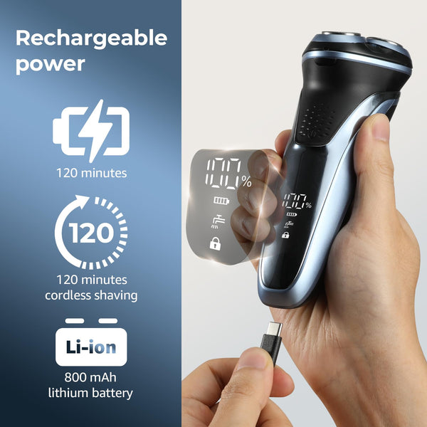 Head Shavers for Men, Dyoonoer Waterproof Cordless Head Shavers for Bald Men, Rechargeable 7D Flexible Electric Head Shaver with Magnetic Blade Head, Wet Dry Use Rotary Head Shaver with LED Display
