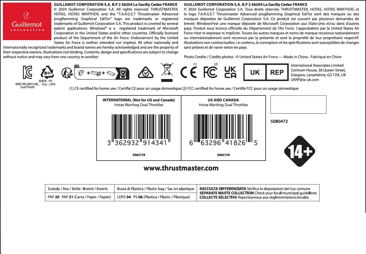 Thrustmaster Hotas Warthog Flightstick - High-Precision Joystick with H.E.A.R.T HallEffect AccuRate Technology for PC