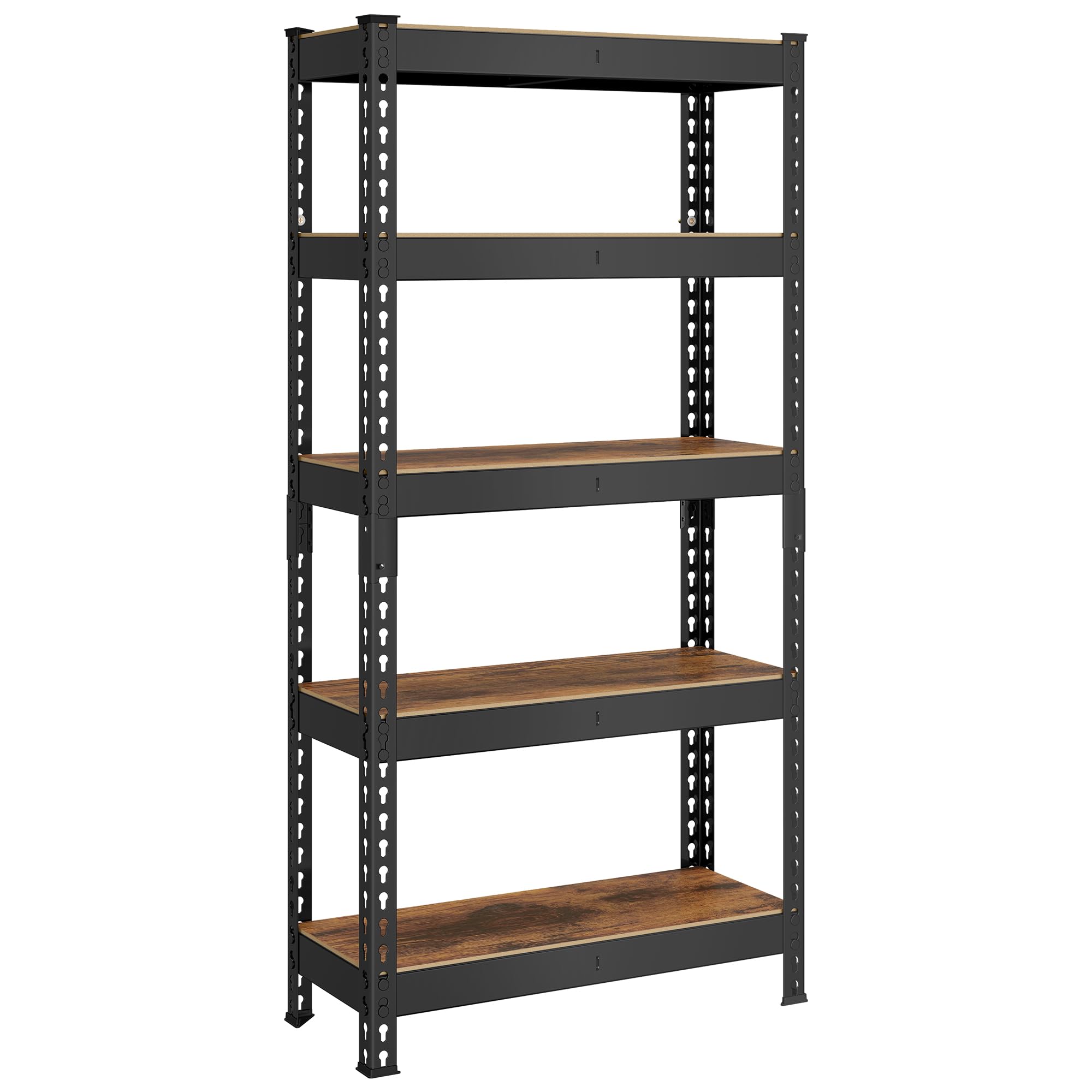 SONGMICS 5-Tier Shelving Unit, Storage Shelves, for Garage, Boltless Assembly, Adjustable Shelves, 30 x 75 x 150 cm, Load 875 kg, for Shed Warehouse Basement Kitchen, Black GLR300B01