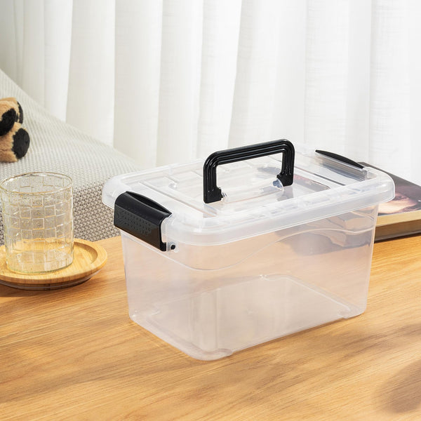 Cetomo Storage Boxes, Storage Box with Lids and Handle for Home Dorm Office Organization, Stackable Nesting Tote Container, Plastic, Clear, 6L-20 Pack