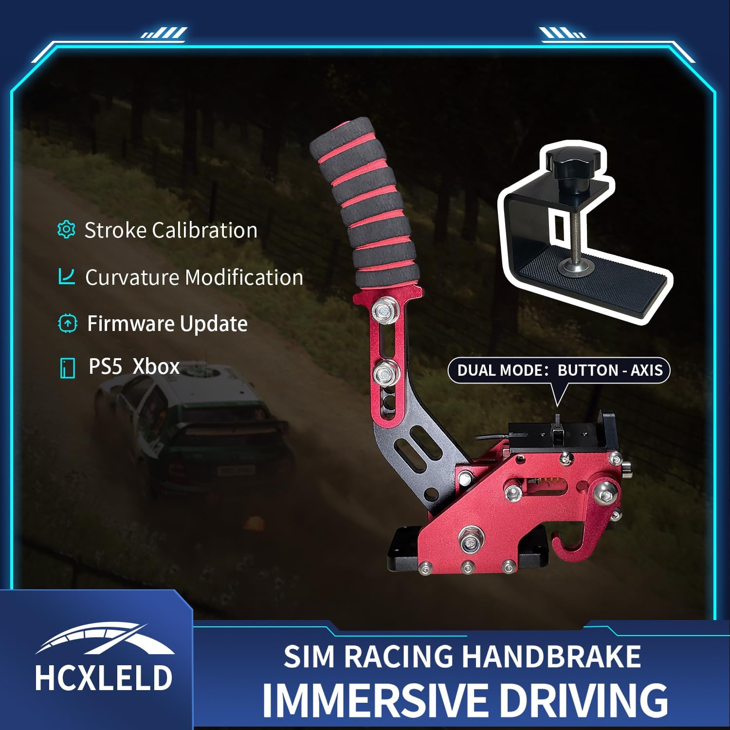 HCXLELD Sim Racing Handbrake, G29 G923 T300 Racing Wheel Compatible with PS4/PS5, G920 G923 TX Racing Wheel Compatible with XBOX Series X/S, All Racing Wheels for Windows, with Clamp