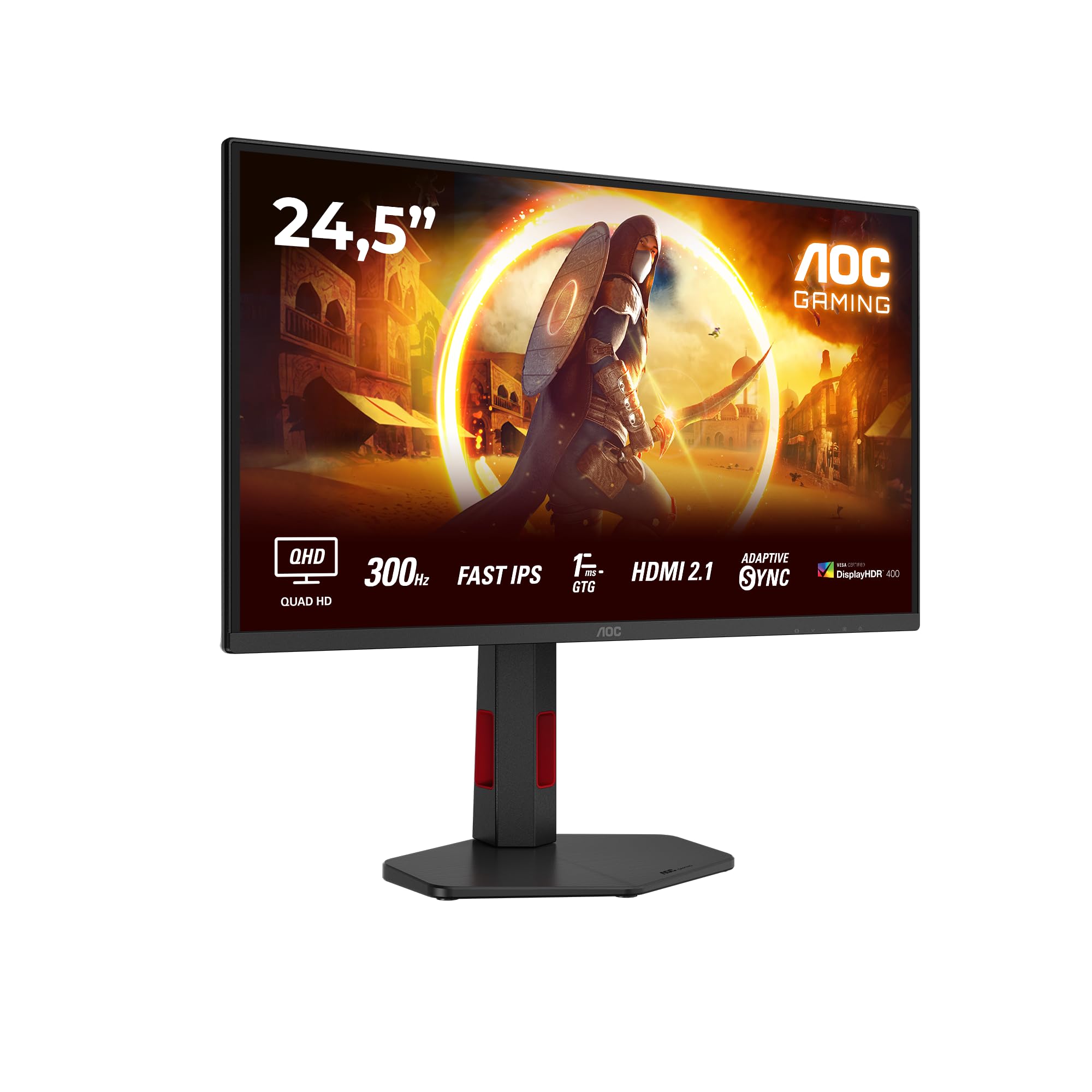 AOC Gaming 25G3ZM/BK - 24.5" 240Hz FHD Monitor, 0.5ms MPRT, FreeSync Premium (1920x1080, HDMI 2.0 x 2, DisplayPort 1.2 x 1, Headphone out (3.5mm)) black/red