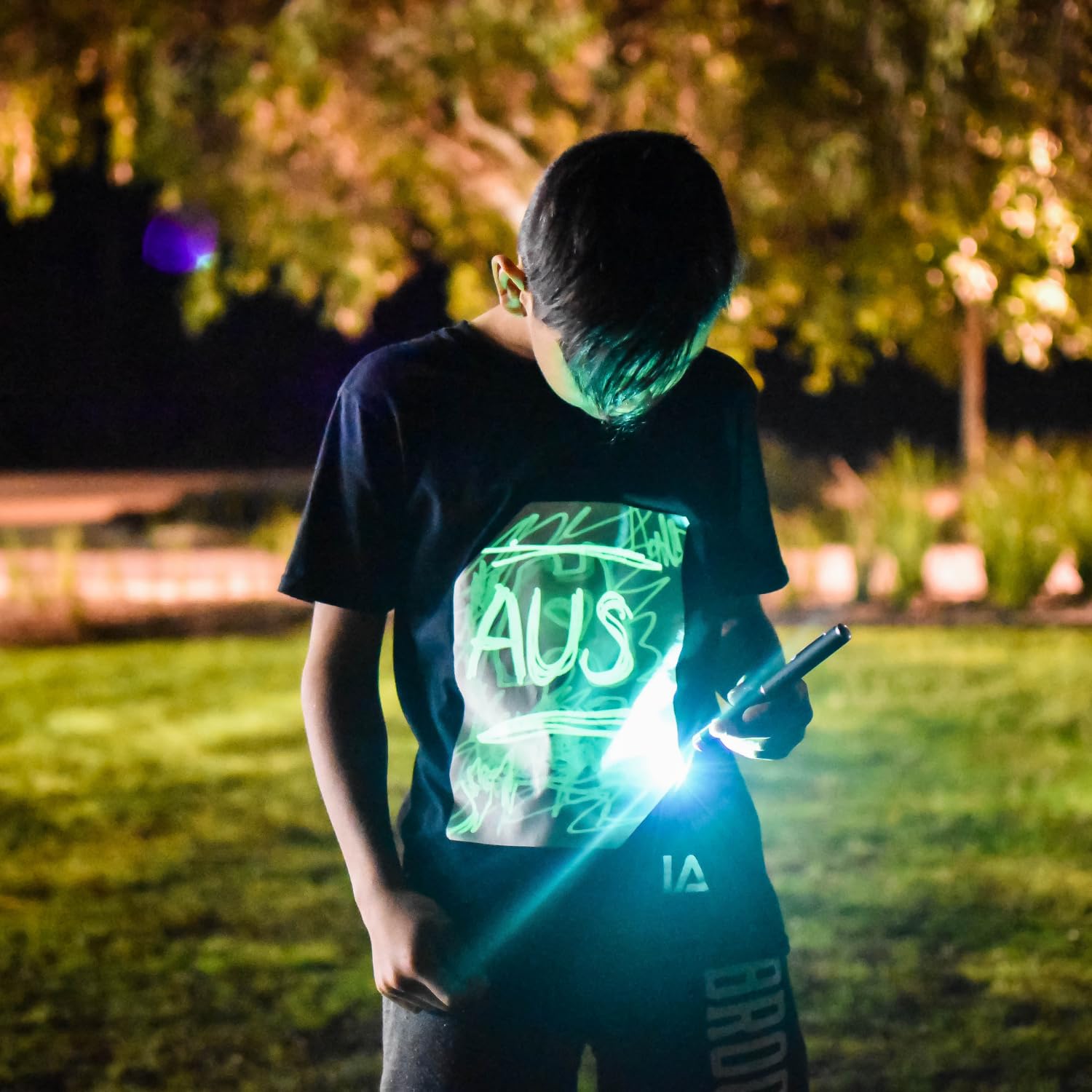 Illuminated Apparel Interactive Glow in The Dark T-Shirt - Fun for Birthday Parties & Festivals - Light up The Night