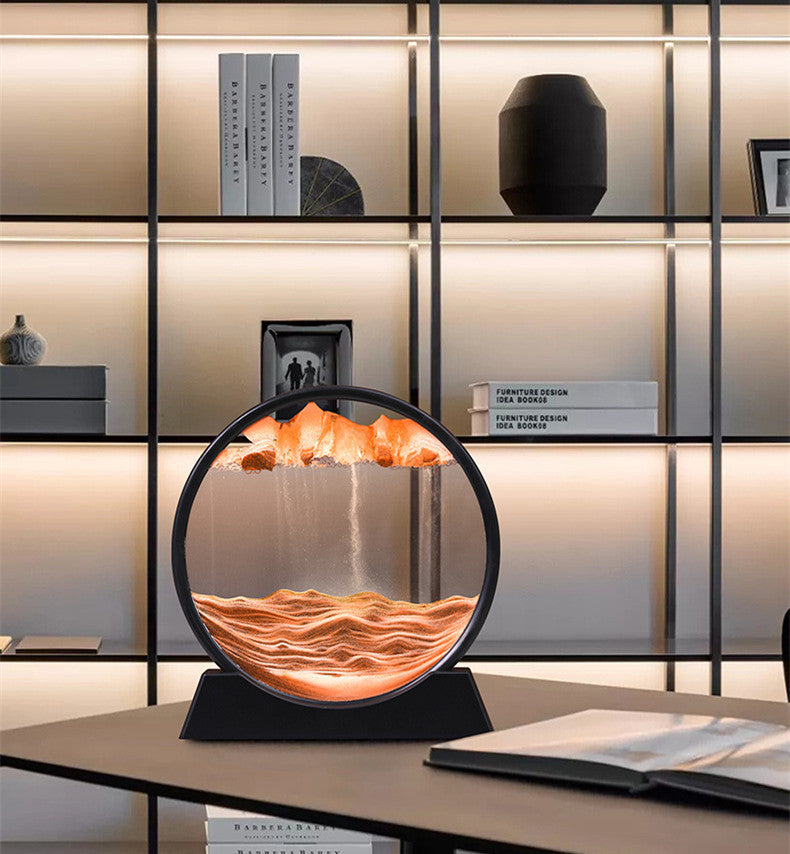 Arthink Moving Sand Art Picture,Liquid Motion 3D Sea Sandscape in Motion Display, Flowing Sand Frame Desktop Art Bookshelves Home Office Decoration(12 inch, Green)