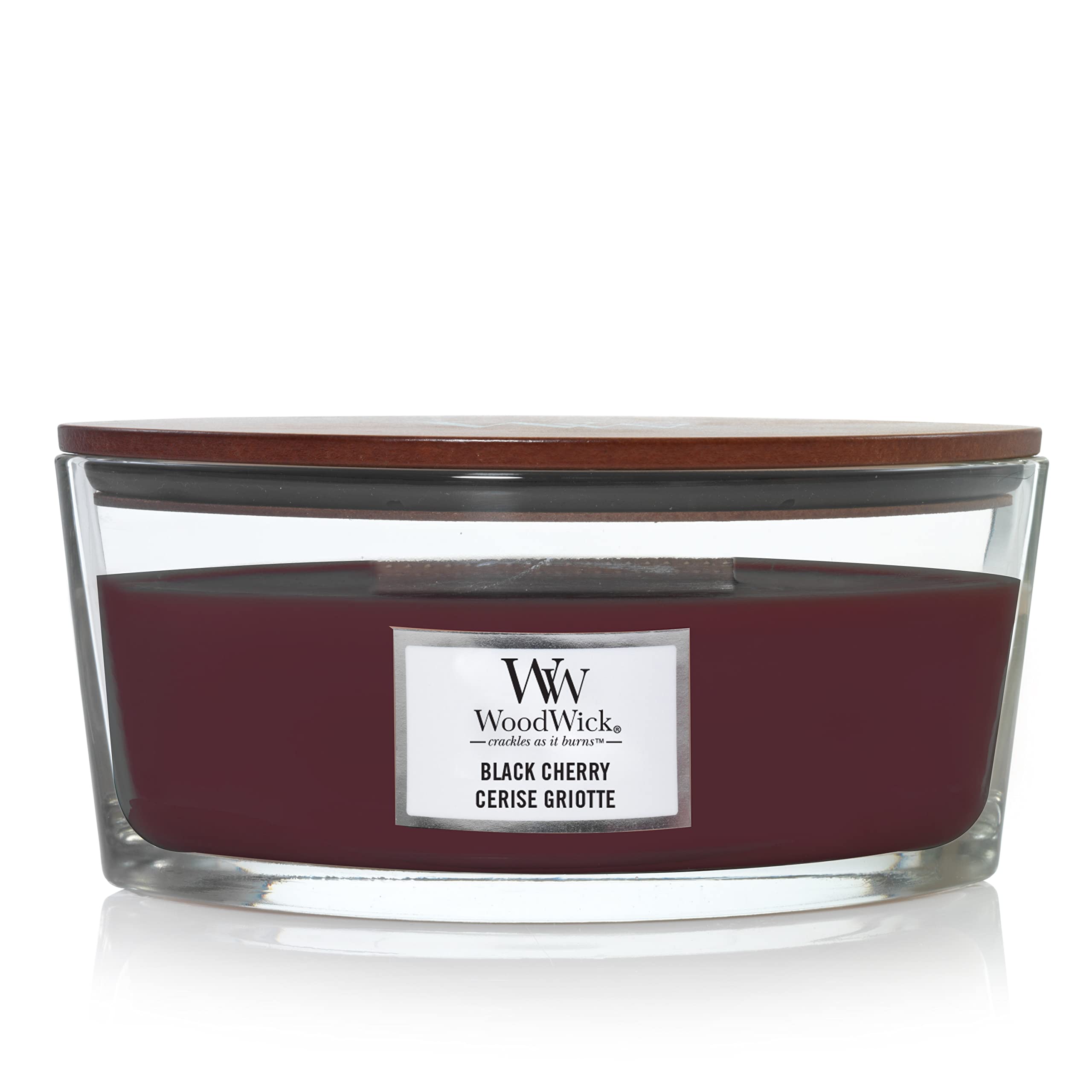 WoodWick Ellipse Scented Candle, Black Cherry, with Crackling Wick. Burn Time: Up to 50 Hours