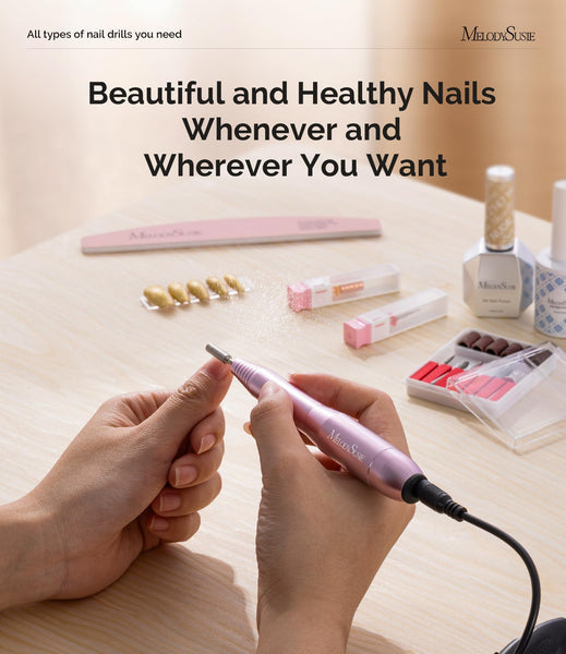 MELODYSUSIE Sheen Electric Nail Files 20000RPM for Beginners, Professional Compact Nail Drill Machine Set for Acrylics Nails, Efile with Nail Clippers Manicure and Pedicure Set, with UK Plug, Gold