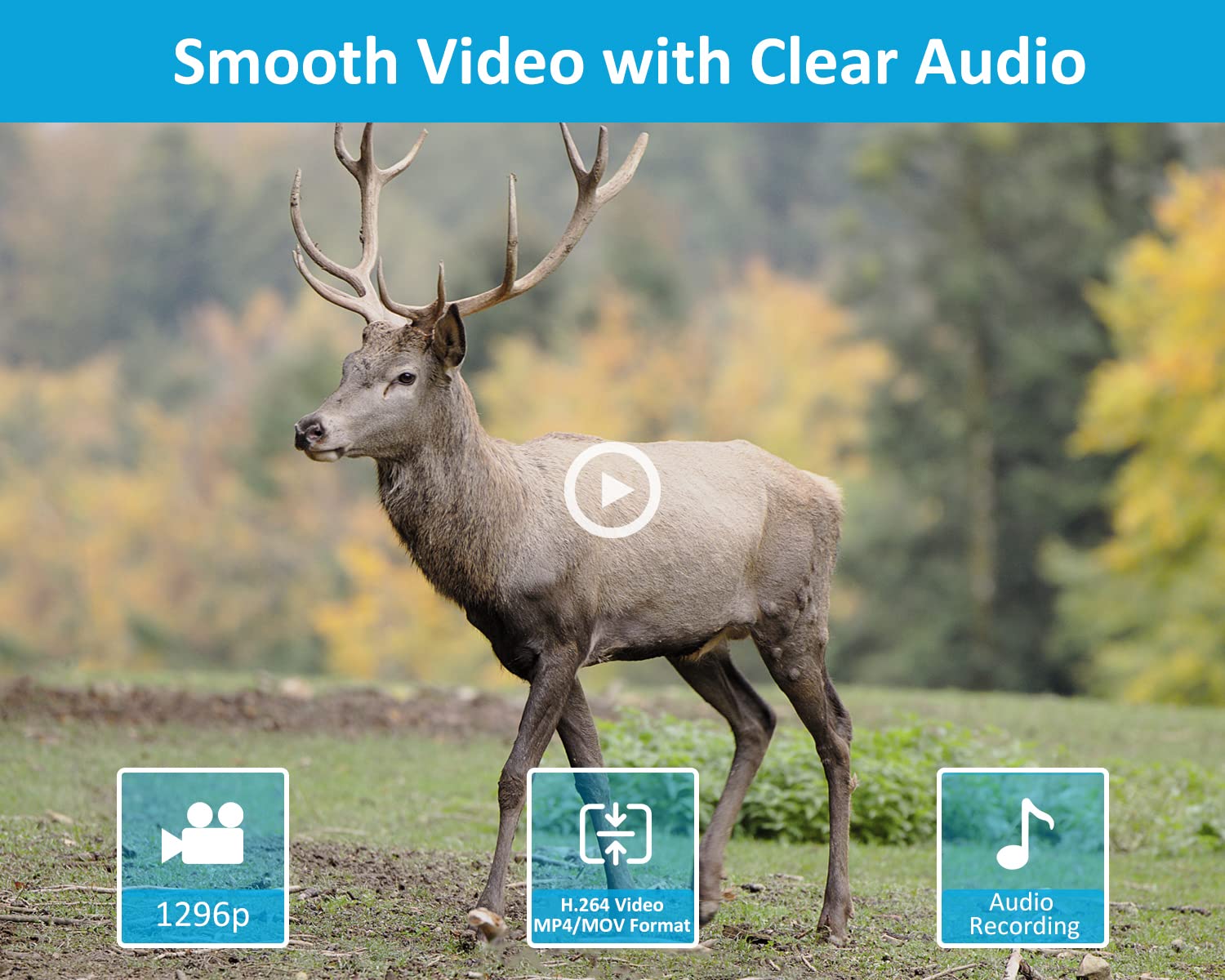 GardePro E5S Wildlife Camera, 64MP 1296p Trail Camera, H.264 Video, 100ft Night Vision, Ultra-fast 0.1s Motion Activated, Garden Camera Trap