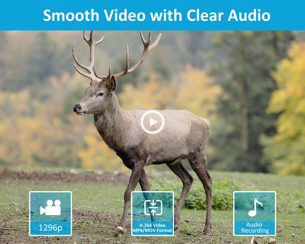 GardePro E5S Wildlife Camera, 64MP 1296p Trail Camera, H.264 Video, 100ft Night Vision, Ultra-fast 0.1s Motion Activated, Garden Camera Trap