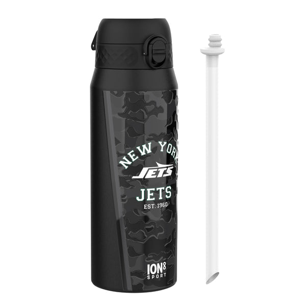 Ion8 NFL Jaguars Lightweight Steel Water Bottle, 600 ml/20 oz, Non-Insulated, Leak Proof, Easy to Open, Secure Lock, Dishwasher Safe, Flip Cover, Fits Cup Holders, Metal Water Bottle