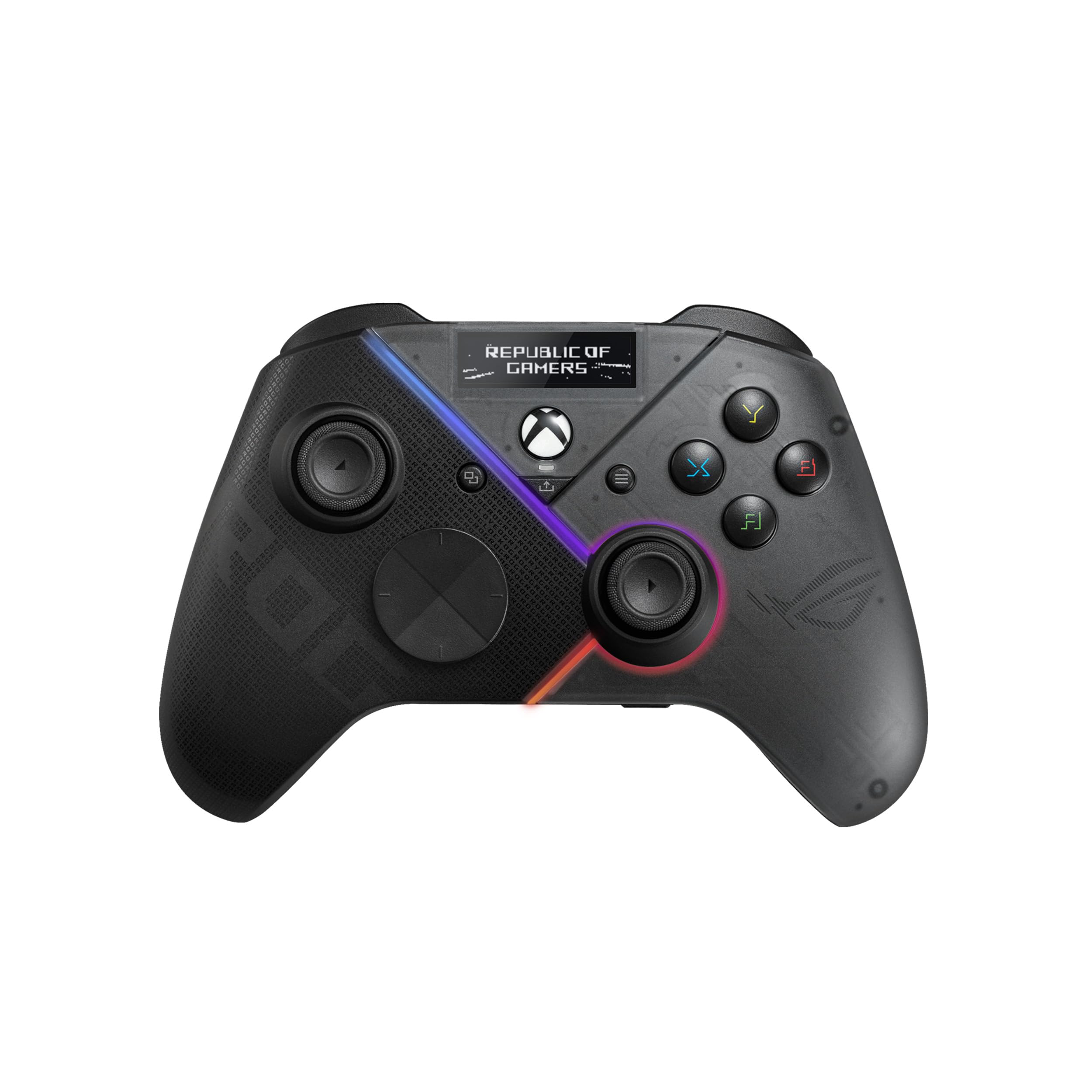 Asus ROG Raikiri Pro Wireless PC controller, OLED display, USB-C/24GHz/BT on PC, USB-C on Xbox, 4 remappable rear buttons, step/linear triggers, adjustable joystick sensitivity, 35mm jack, ESS DAC