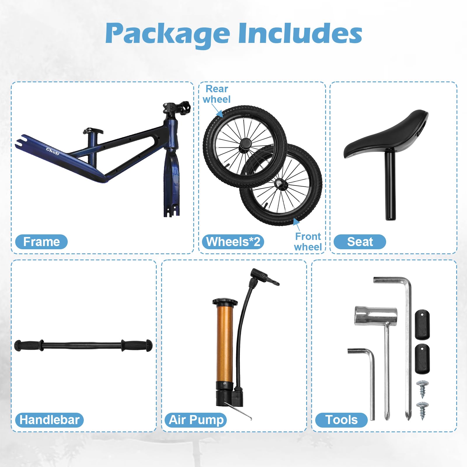 CHOLY 14 Inch Balance Bike for 3,4,5,6 Year Old Boys Girls, No Pedal Kids Bike with Adjustable Seat, Air Tires and Magnesium Alloy Frame, Lightweight Children's Traing Bicycle