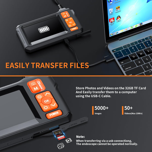 Daxiongmao Borescope, Endoscope Camera with Light, 1080P HD Inspection Camera, Borescope Camera with Light, IP67 Waterproof Camera, 16.5ft Flexible Endoscope Camera, Gadgets for Men (4.3”)