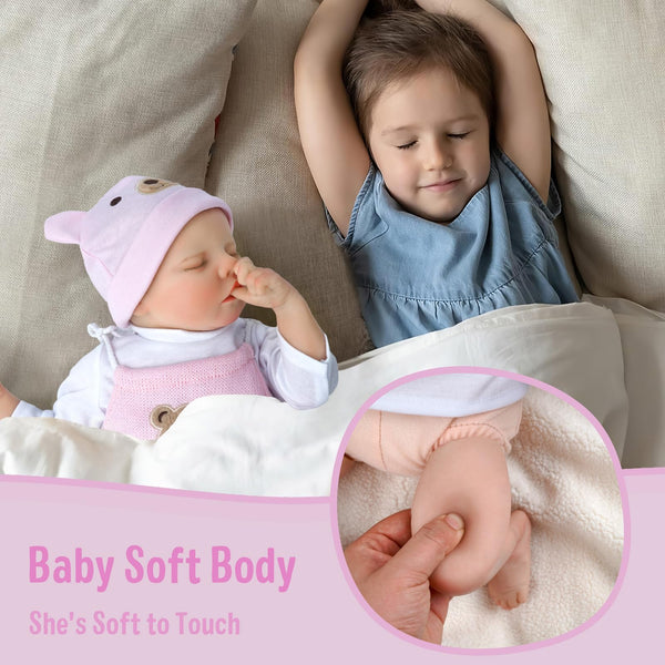 JIZHI Reborn dolls Age 3+ - 17-Inch Handmade Realistic Baby Dolls Soft Cloth Body with Toy Accessories, Reborn Baby Dolls Like a Lifelike Baby(Sleeping baby)