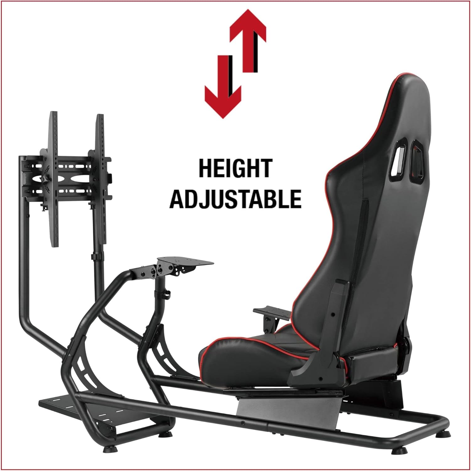 The Ultimate Racing Cockpit - suitable for Logitech, Fanatec, Thrustmaster, Xbox & Playstation, Pedal & Gear Shifter Mount – Reclining and Adjustable Seat for Racing Wheels