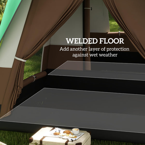 Outsunny 6-7 Man Camping Tent with 2 Rooms, 3000mm Waterproof Family Tent with Sewn in Groundsheet and Top Light Hook, Portable with Bag, for Fishing Hiking Festival