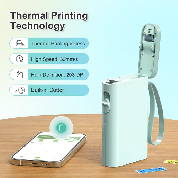 Nelko Label Maker Machine with Tape, P21 Portable Bluetooth Label Printer, Wireless Handheld Sticker Maker Mini Label Makers with Multiple Templates for Organizing Storage Barcode Office, White 1 pack