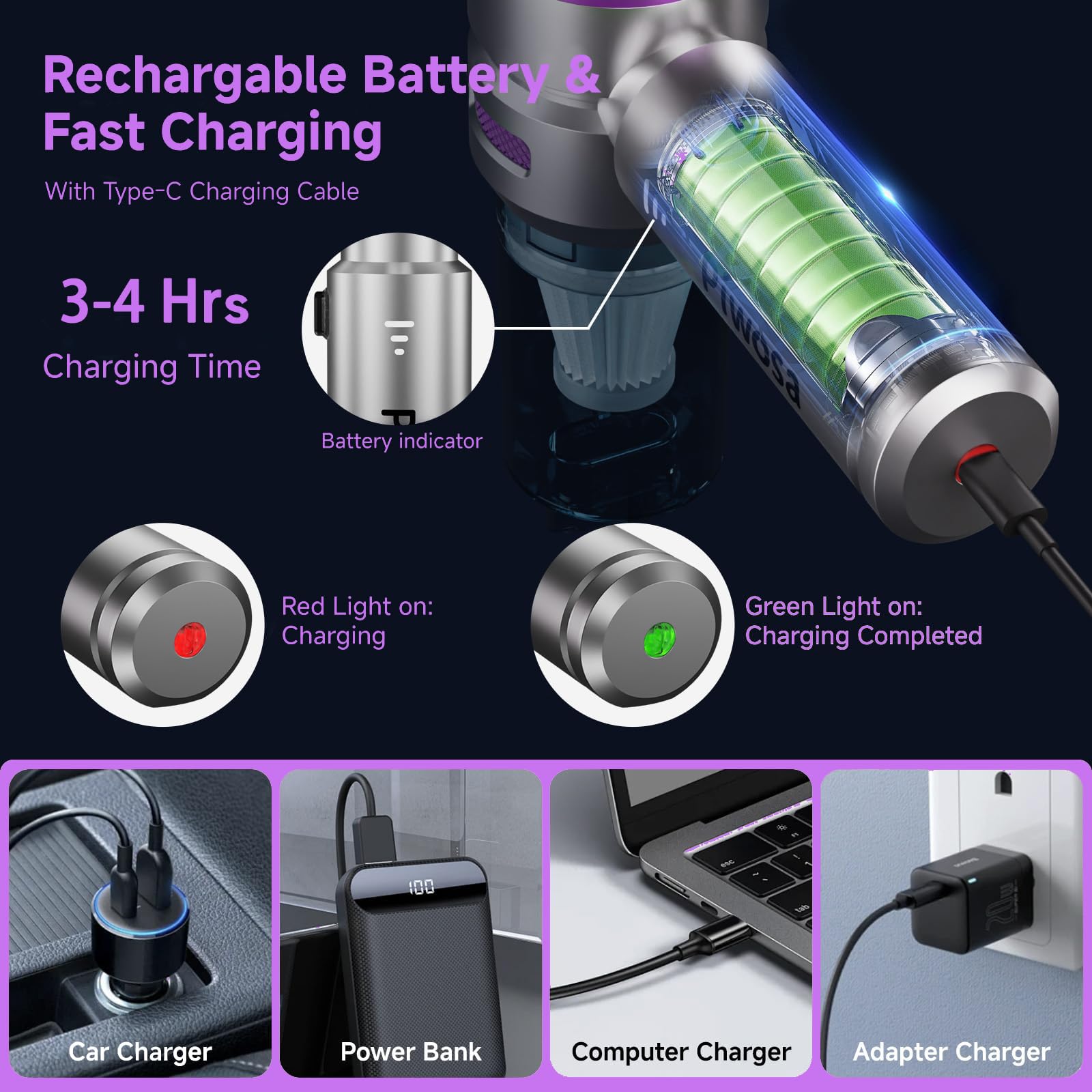 Lyiazsoy Car Vacuum Cleaner,22000PA High Power Mini Vacuum Cleaner,Rechargeable Handheld Vacuum,Portable Cordless Compressed Air Duster Air Blower for Car Home (Gold black)