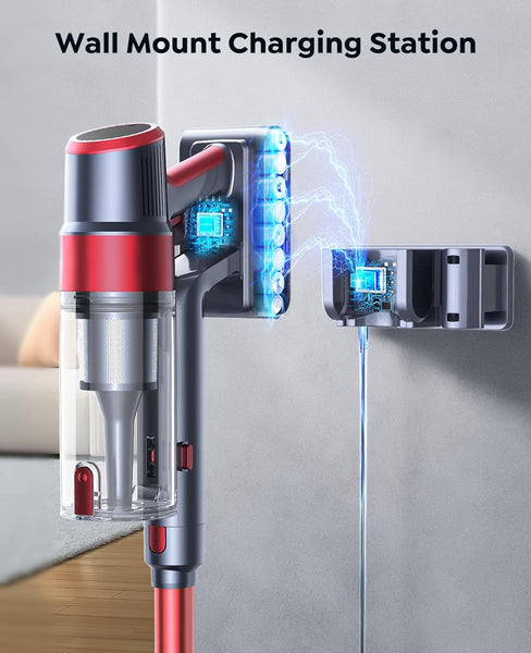 SunSare Cordless Vacuum Cleaner, 50KPa/600W, 65 Mins with Touchscreen, AUTO Mode, 1M Hose, Anti-Tangle, Self-standing, Wall-mounted Charging Vacuum Cleaner for Hardwood Floor Carpet Car Pet Hair