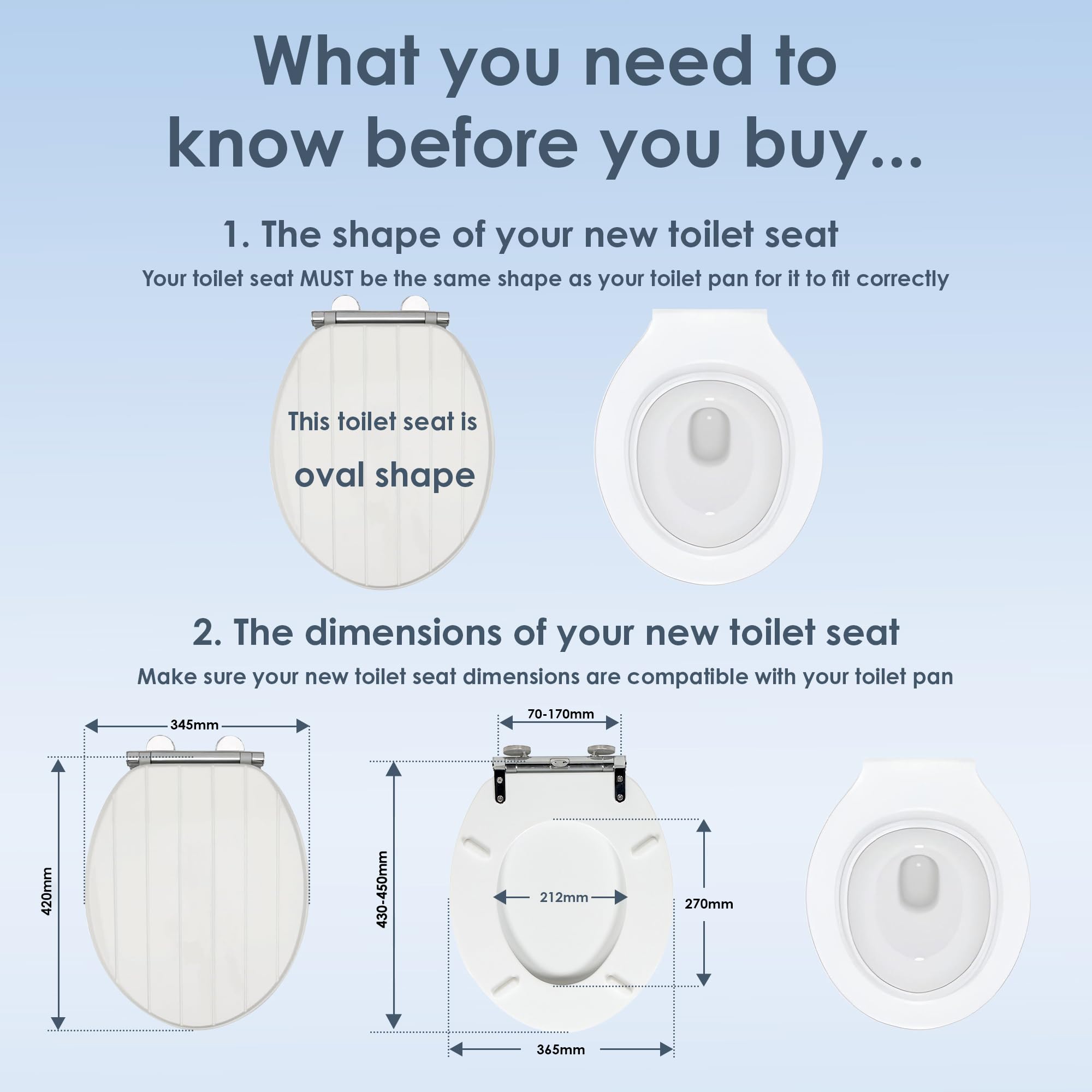 AQUALONA® Luxury Soft Close Toilet Seat - Moulded Wood - Stainless Steel Slow Close Hinges - Click, Lift & Clean Technology (Bamboo Toilet Seat)