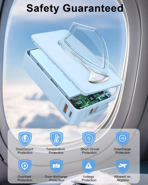 Power Bank Fast Charging, 22.5W Portable Charger 10000mAh, Small Battery Pack USB-C In & Out, Lightweight Powerbank with Built in Cable for iPhone 16/15/14/13/12, Samsung Galaxy, Xiaomi, Android etc