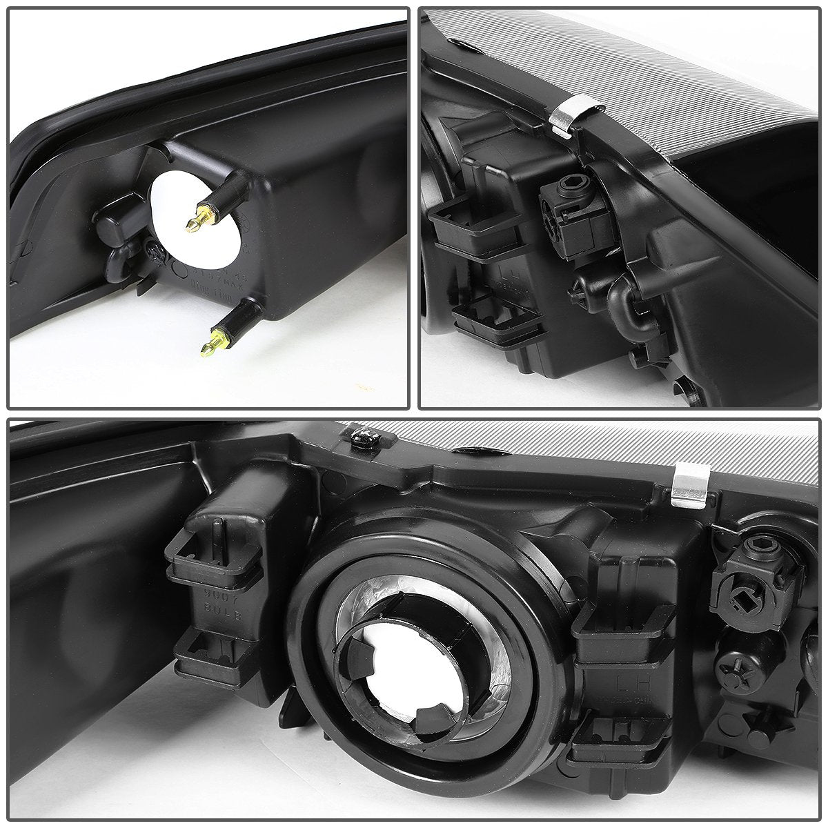DNA MOTORING HL-OH-FM99-BK-CL1 Black Housing Headlights Replacement Compatible with 99-04 Ford Mustang