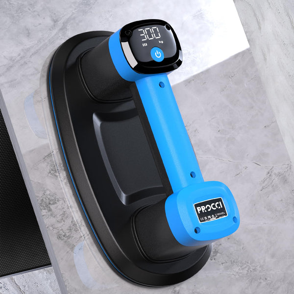 Procci Electric Battery Suction Cup – Cordless Vacuum Lifter for Tiles, Glass, Marble – Dual Motors, 300 KG Suction, LCD Display, 4500mAh Battery, 12h Runtime – for Smooth & Lightly Textured Surfaces