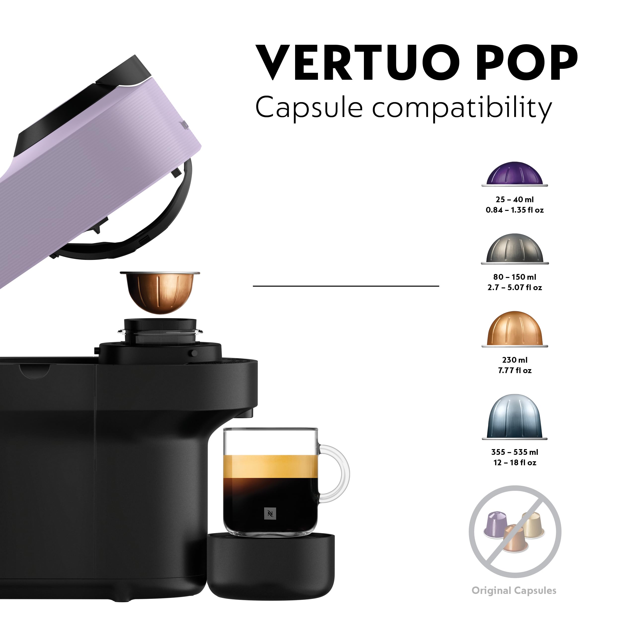 Nespresso Coffee Machine Barista Bundle includes Vertuo Pop White by Krups, Milk Frother, 2x Mugs, 2 x spoons, Melozio coffee pods & Chiaro coffee pods