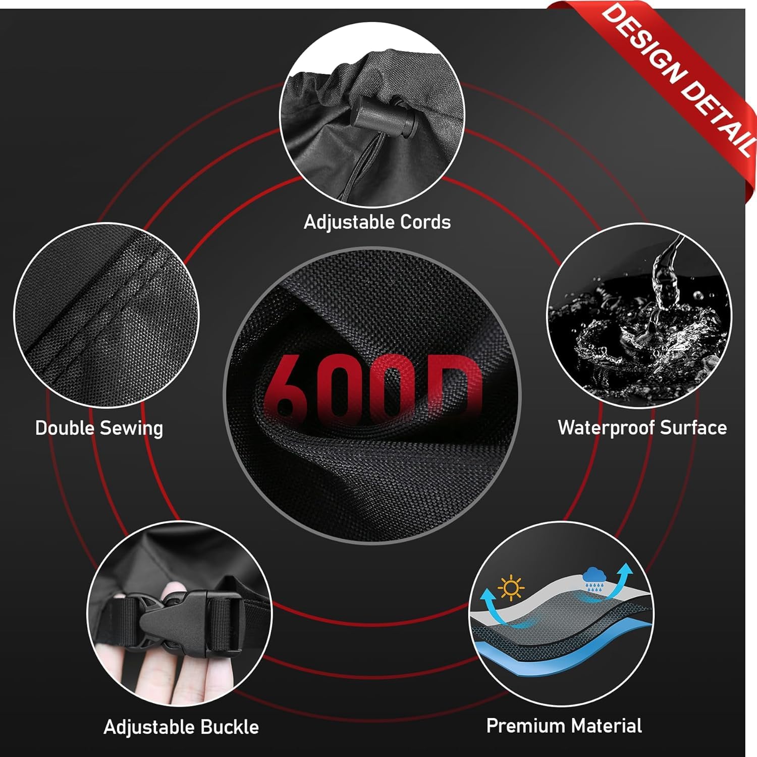 Zettum 180x120x77cm Outdoor Furniture Covers Waterproof Rectangular 600D Heavy Duty Oxford Fabric Rattan Garden Furniture Covers for Patio Furniture,