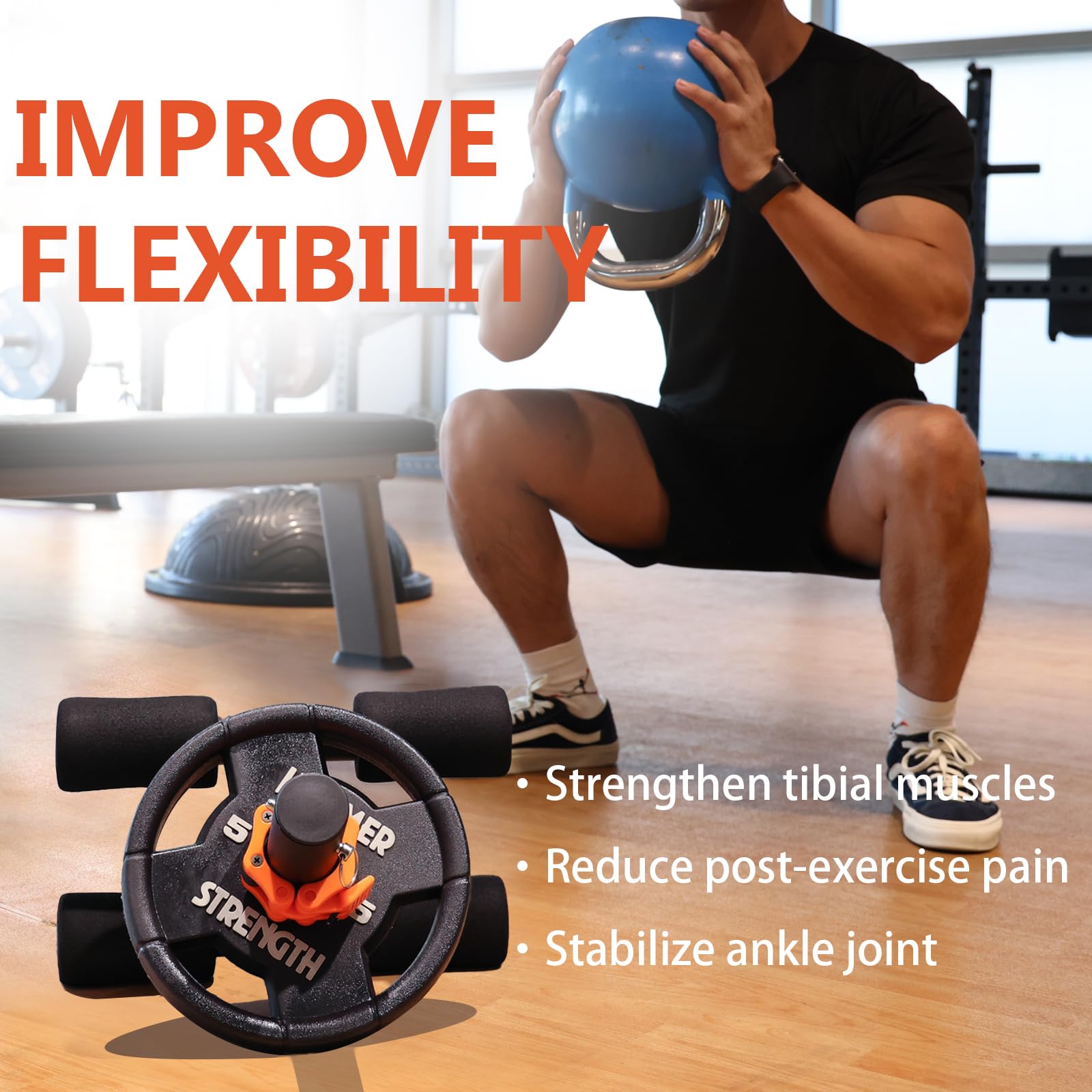 Fitarc Tib Bar, Tibialis Trainer, Tibia Dorsi Calf Raise Machine, Knees Over Toes Equipment for Strengthening Calves/Shins/Ankles, Black, Fits 1"