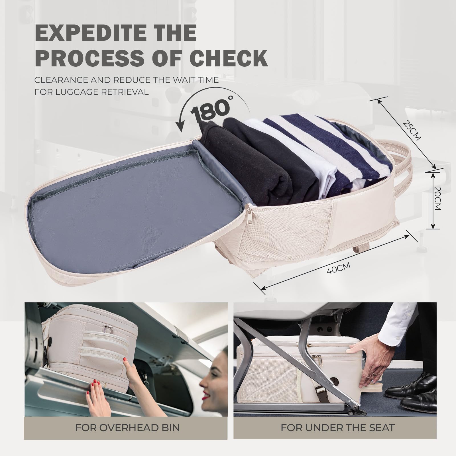 VMIKIV for Ryanair Cabin Bags 40x20x25 Underseat Carry On Bag,Small Travel Backpack Cabin Size for Men Women,Hand Luggage for Overnight, Weekend,Under Seat Casual Daypack for Airlines