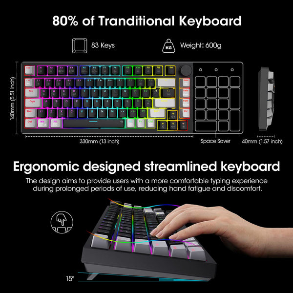 KOORUI Gaming Keyboards, 26 RGB Backlit Mechanical Keyboard Wired 104 Keys Full Size UK Layout with Blue Switch Gamer Keyboards for Windows MacOS Linux