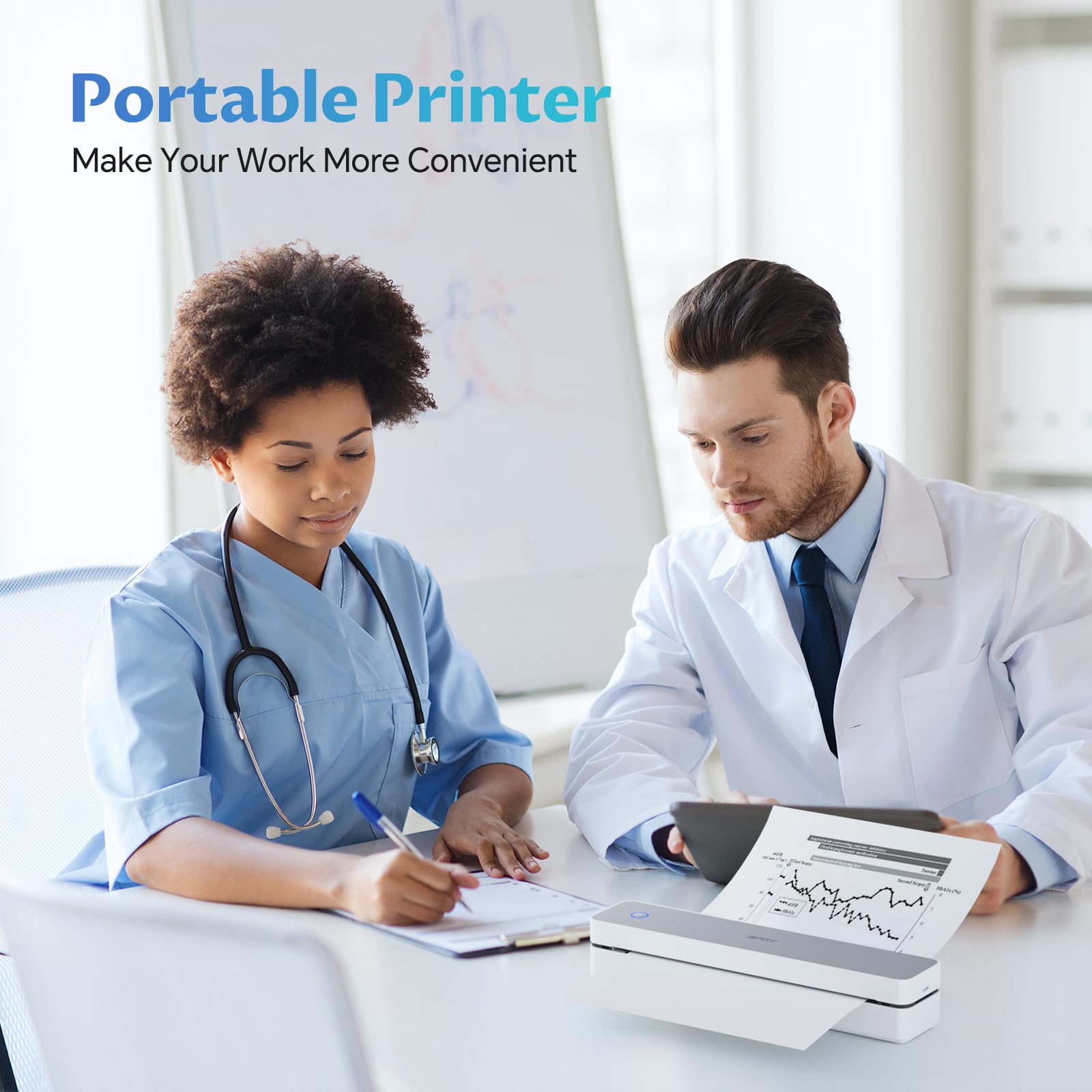 iDPRT Portable Thermal Printer,Wireless Printer for Travel Support A4&A5 Thermal Paper, Bluetooth Inkless Printers Compatible with Android and iOS Phone&Laptop,Black