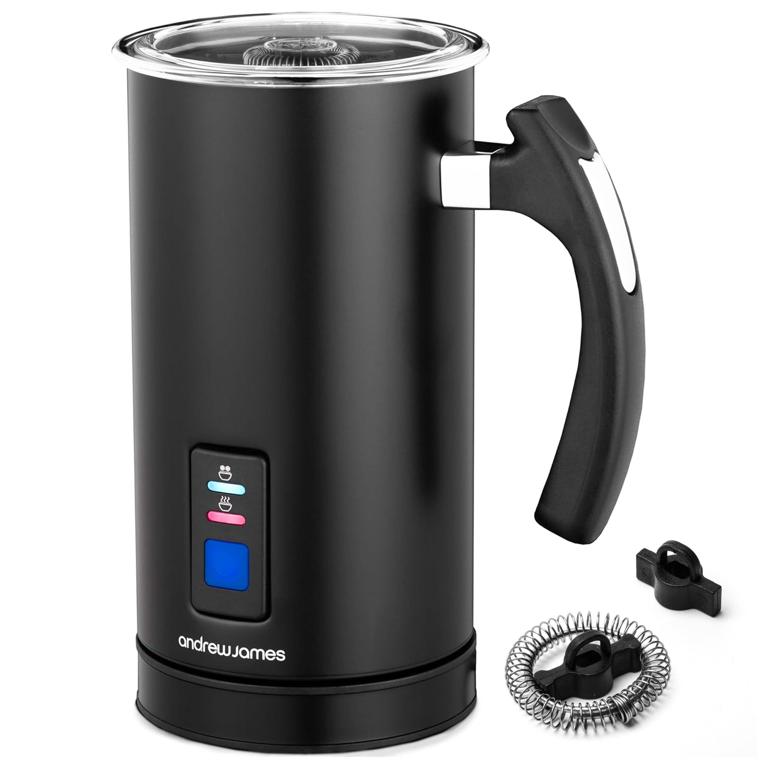 Andrew James Multi-Functional Electric Milk Frother & Milk Steamer, 500W 300ml 5 Functions 1 Touch Operation, Non-Stick, Hot Chocolate Heater, Milk