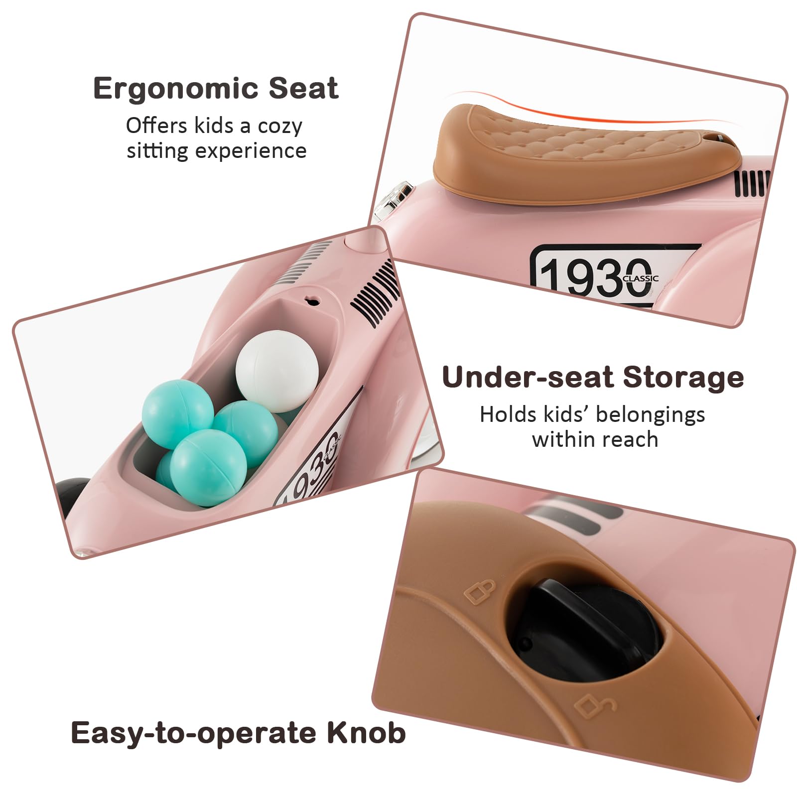 Kids Ride on Car, Toddler Foot to Floor Sliding Car with Air Horn, Hidden Storage Compartment, DIY Stickers, EVA Wheels, Children Sliding Walker Toy Car for 18-36 Months Boys Girls (White)