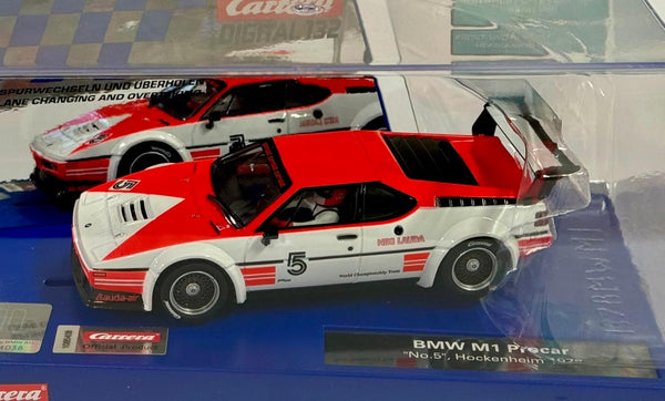 Carrera 20032032 Digital 132 BMW M1 Procar Niki Lauda, No.5 Hockenheim, 1979 1:32 Scale Slot Car, With Front, Rear & Brake Lights Suitable For Ages 8 Years+