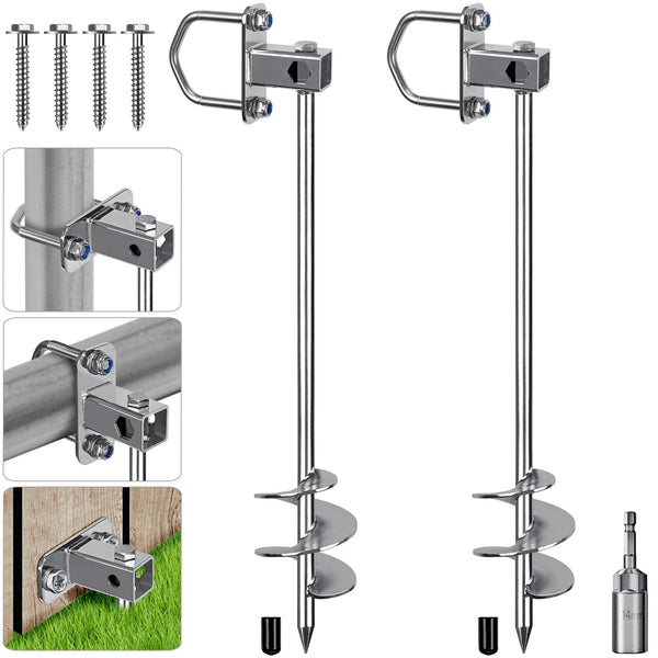 Insaga Tent Peg, 42cm Heavy Duty Ground Anchor Large Metal Sand Earth Stake Spiral Blade Screw in Trampolines Spike for Swing